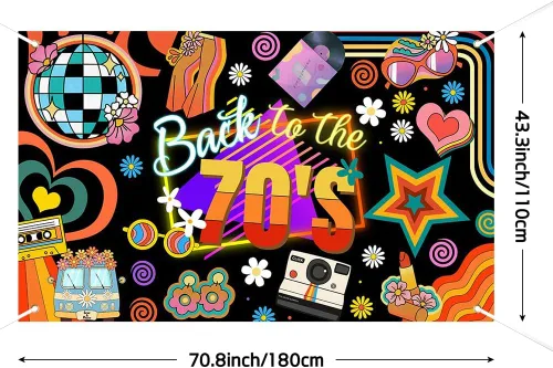 Miniatura 2 de Lofaris Banner de los años 70: decoraciones de fiesta de regreso a los 70, fondo retro de fotografía con temática de discoteca para fiesta