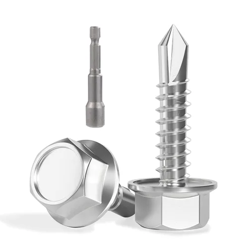 Miniatura 40 de VGBUY 170 tornillos autoperforantes para metal, tornillos autorroscantes de chapa metálica de acero inoxidable 410 #10 x 3/4 pulgadas, tornillos