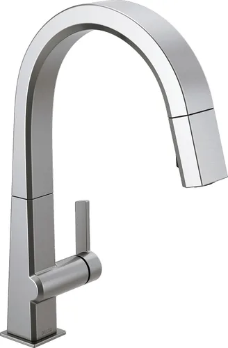 Delta Grifo de cocina pivotal de níquel cepillado, grifos de cocina con rociador extraíble, grifo de fregadero de cocina, grifo para fregadero de