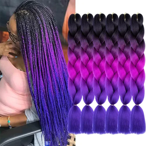 Miniatura 37 de Beige (613#) 6 paquetes de cabello trenzado de 24 pulgadas, de fibra sintética, sin picazón, extensiones de cabello para trenzar jumbo, textura