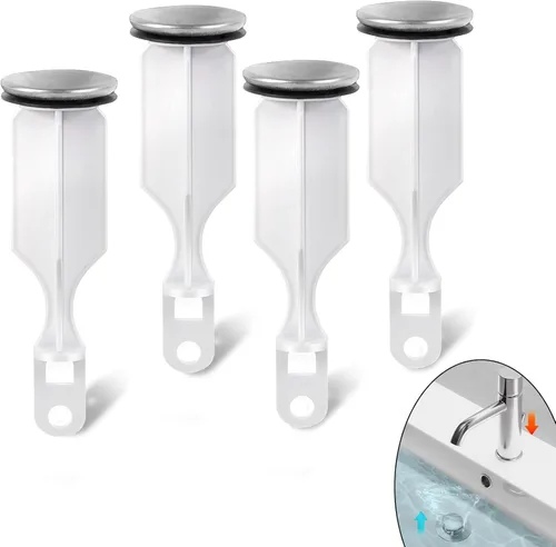 Miniatura 10 de (Paquete de 2) Tapones emergentes para lavabo de baño - con acabado de níquel cepillado - Se adapta a la mayoría de diseños de tapones emergentes