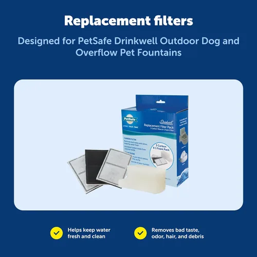 Miniatura 5 de PetSafe Drinkwell - Kit de filtro de repuesto para fuentes de agua Everflow y exteriores para perros y gatos, el kit contiene 3 filtros de carbono