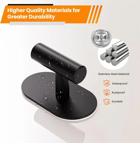 Miniatura 6 de Aikzik Ganchos adhesivos negros resistentes, ganchos de pared para ducha, baño, toalla, abrigo, bata, ganchos de acero inoxidable para colgar
