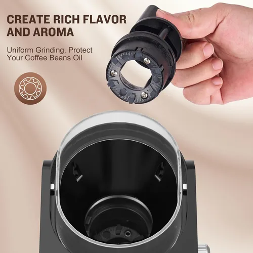 Miniatura 2 de AYCHIRO Molinillo de café con rebabas, molinillo de granos de café eléctrico ajustable con 14 configuraciones de molienda, 2-12 tazas para espresso