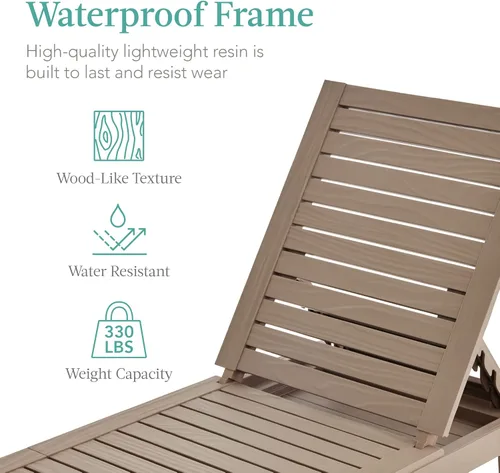 Miniatura 4 de Best Choice Products Sillón para exteriores, tumbona de resina para patio, piscina, patio trasero, porche con cojín de asiento, respaldo ajustable