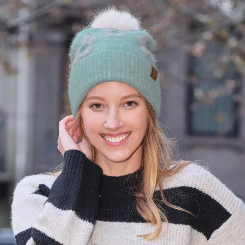 Miniatura 2 de C.C Southwest - Gorro de punto con pompón para mujer, unisex, elástico, suave, cálido, con piel sintética, gorro de invierno