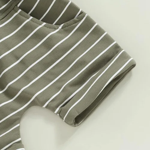 Miniatura 56 de Conjunto de ropa casual de manga corta con botones y pantalones cortos de lino para bebés y niños pequeños