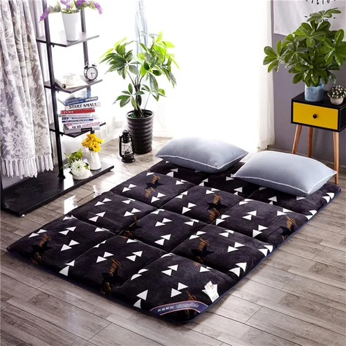Miniatura 9 de Colchón de futón japonés tatami, colchón grueso de franela plegable para dormitorio de estudiantes, tatami, colchón individual y doble, almohada
