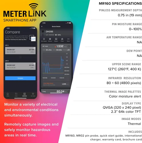 Miniatura 7 de FLIR MR160 - Higrómetro con imagen térmica - con IGM (Medición guiada por infrarrojos), con pin y sin pin