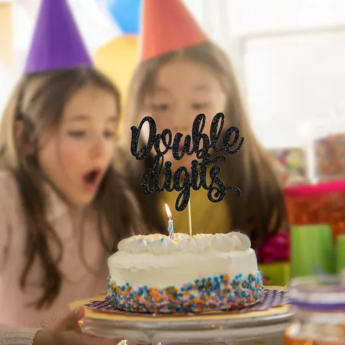 Miniatura 7 de Gyufise 1 paquete de decoración de pastel de 10 dígitos con purpurina negra para cumpleaños de 10 años para niños y niñas, suministros de decoración