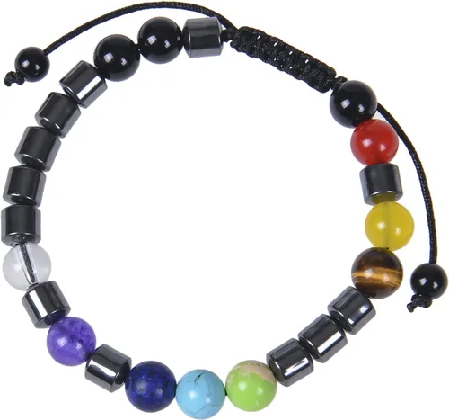 Miniatura 2 de Brazalete GelConnie de piedras de lava, 7 chakras, 0.32 pulgadas, piedra natural, para curación, alivio del estrés, yoga, ansiedad, aromaterapia