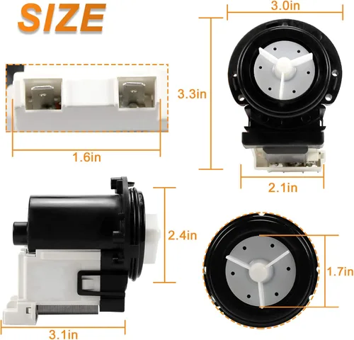 Miniatura 4 de Motor de bomba de drenaje de lavadora 4681EA2001T WM8000HVA WM8100HVA WM2077CW WM3260 WM3370HWA OEM para lavadoras LG y Kenmore WM3170CW WM2101HW