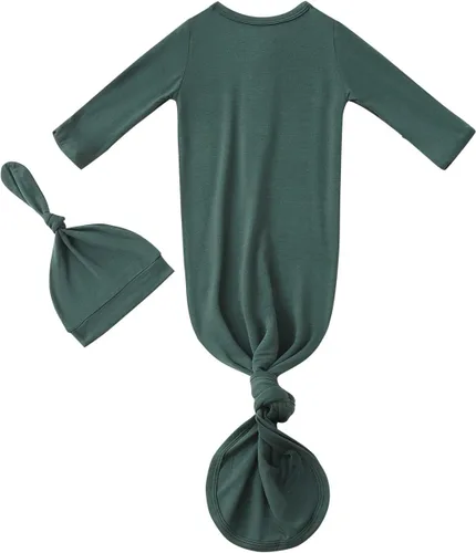 Miniatura 2 de Conjunto de gorro anudado para bebés recién nacidos, de viscosa de bambú, suave, con mitones