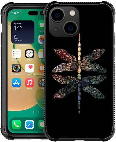 Miniatura 48 de ZHEGAILIAN Funda compatible con iPhone 14, funda de munición AK 47, parte trasera de vidrio templado+funda protectora de TPU de silicona suave