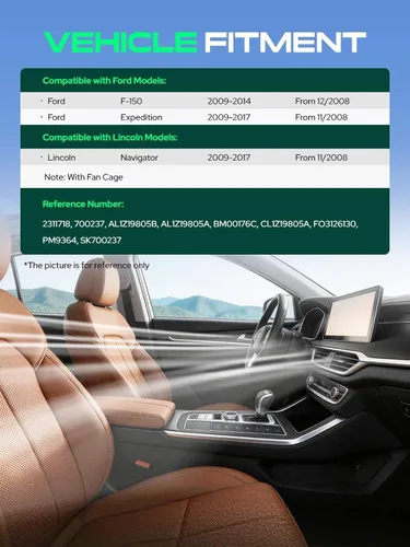Miniatura 3 de YHTAUTO Motor de ventilador de CA delantero compatible con Ford F-150 2009-2014, Expedition y Lincoln Navigator 2009-2017, motor de ventilador