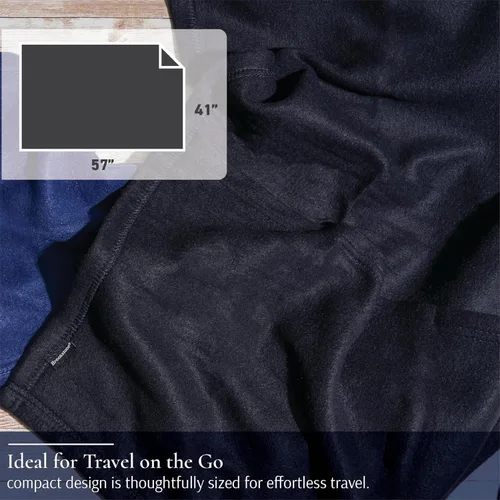 Miniatura 7 de Brookstone Manta de viaje – Manta de forro polar súper suave con bolsillo para el pie, manta de viaje ligera y compacta, esencial para el avión