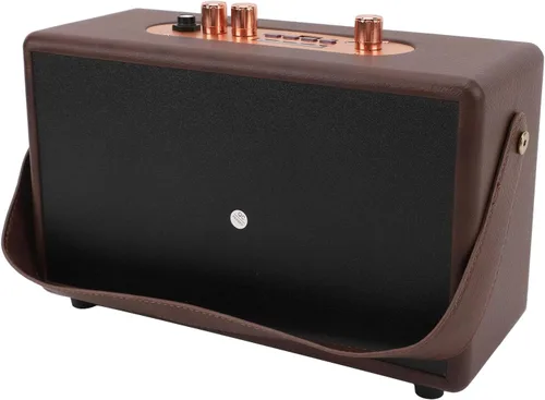 Miniatura 8 de Altavoz portátil retro, altavoz vintage de piel sintética con 10 W x 2 altavoces duales, tiempo de reproducción de 8 horas de duración, entrada