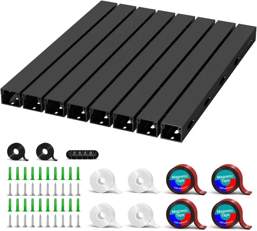 Miniatura 8 de Kit de canaleta para ocultar cables, organización magnética de cables debajo del escritorio con agujero grande estético mejorado, kit organizador