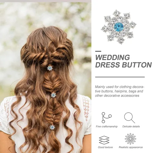 Miniatura 5 de 30 piezas de botones de copo de nieve de diamantes de imitación de cristal con parte trasera plana adornos para manualidades, joyería DIY, álbumes