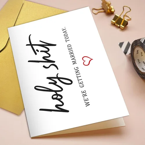 Miniatura 4 de Qiliji Tarjeta de compromiso de gato linda, divertida tarjeta de felicitación de boda, tarjetas de juego de palabras "You're Getting Meow-ied Married