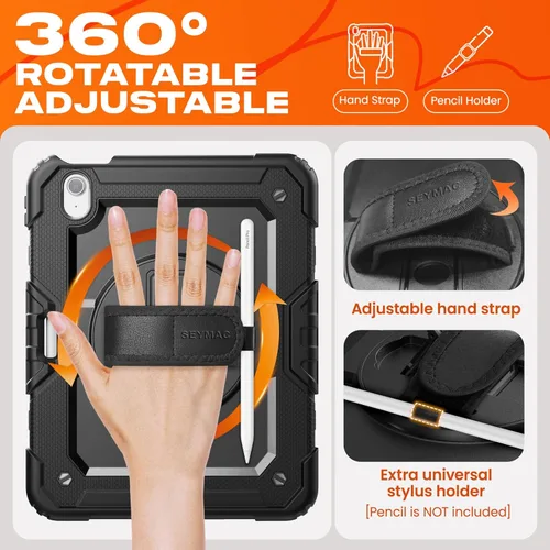 Miniatura 3 de SEYMAC stock Funda protectora para iPad Air de 11 pulgadas M3 2025/M2 2024 (Air 7ª/6ª generación), funda resistente con protector de pantalla