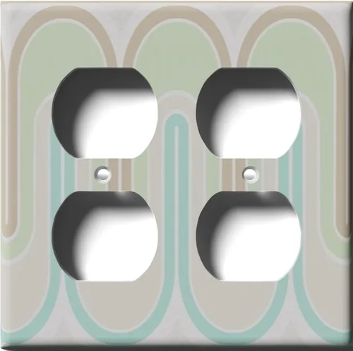Placa decorativa de salida - Verde Retro Waves - Receptáculo doble dúplex