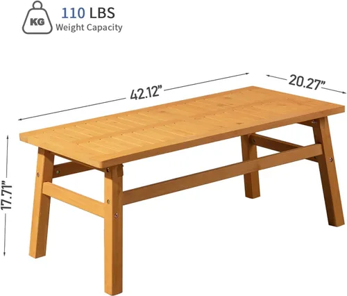 Miniatura 3 de Mesa auxiliar de madera para exteriores con mesa de rejillas, mesa auxiliar rectangular de madera de cedro de 42 pulgadas para jardín, piscina