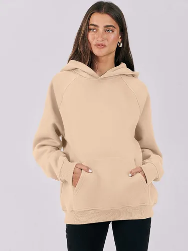 Miniatura 8 de LOGENE Sudaderas con capucha para mujer, de manga larga, de vellón, de gran tamaño, informales, básicas, sin botones, ropa de entrenamiento de otoño
