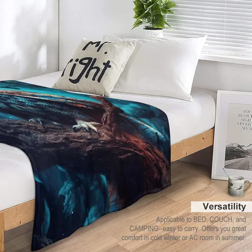 Miniatura 5 de Manta suave de piel sintética de búho, manta de regazo de franela de bosque Trippy para sofá, sofá o cama, manta de felpa mullida y esponjosa