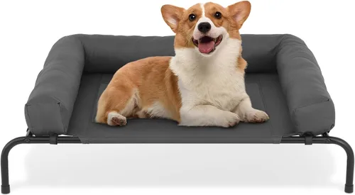 Miniatura 12 de Magshion Cooling Elevated Dog Bed, Portable Raised Outdoor Indoor Dog Cots Chew Proof Pet Hammock with Breathable Mesh & Removable Bolster for Large