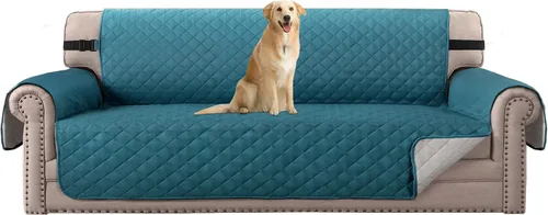 Miniatura 26 de H.VERSAILTEX Funda de sofá resistente al agua para sofá de 3 cojines, reversible, protector de muebles acolchado con correa elástica, funda de sofá