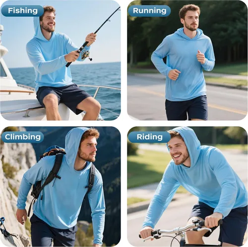 Miniatura 6 de ProtectX Sudadera ligera de manga larga con protección solar de alta visibilidad, UPF 50+ de secado rápido, camisa SPF UV, ropa activa
