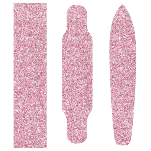 Miniatura 5 de Kigai Cinta de agarre para patineta con purpurina rosa, sin burbujas, antideslizante, papel de lija para tabla rodante, 33 x 9 pulgadas