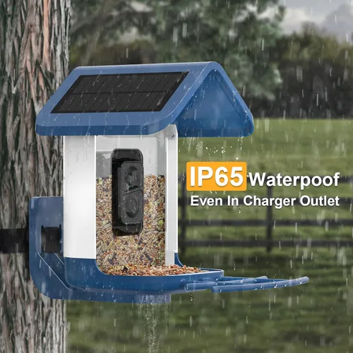 Miniatura 4 de Comedero para pájaros con cámara alimentado por energía solar: Comedero inteligente para aves con cámara de alimentación en vivo de 2K