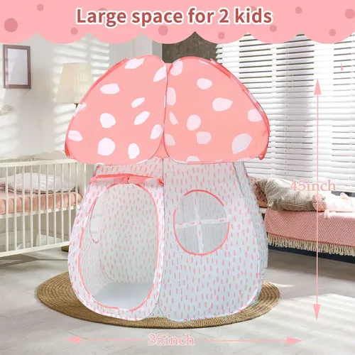 Miniatura 6 de Carpa de juegos para niños con diseño exquisito Pop Up Carpa para interiores y exteriores Casa de juegos para niños y niñas con diseño de hongo Rosa