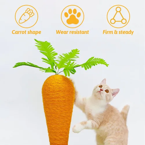 Miniatura 5 de Fhiny Juguete para rascar conejo, rascador interactivo de sisal natural para gatitos de interior, lindo poste rascador de uñas de conejo
