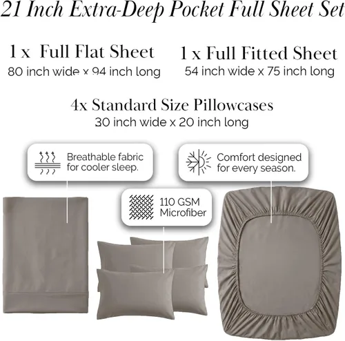 Miniatura 204 de Southshore Fine Living, Inc. Juego de 7 piezas de sábanas King divididas para cama ajustable, juego de sábanas King divididas con bolsillo de 21
