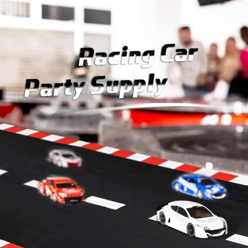Miniatura 2 de Fabbay 2 piezas de decoración de fiesta de coche de carreras de 2 x 9.8 pies de largo, tapete para correr en el suelo de carreras de carreras