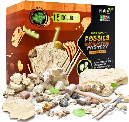 Miniatura 7 de Nature Gear Kit de excavación de dinosaurios para niños, kit de excavación de huevos de dinosaurio, kit educativo de excavación de huevos con 12