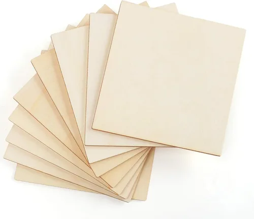ilauke Cuadrados de madera de 5 x 5 pulgadas para manualidades, 50 cuadrados de madera de 5 x 5 pulgadas, hojas de madera de álamo sin terminar de
