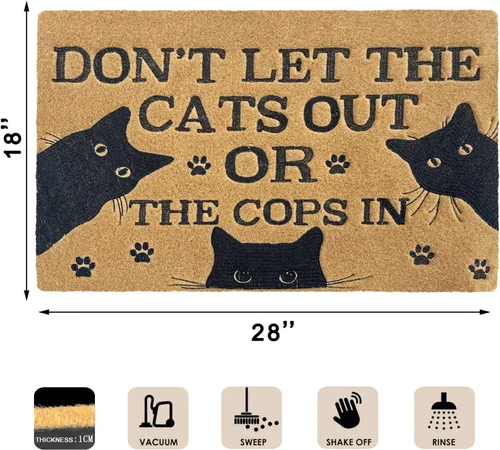 Miniatura 3 de Tapetes de bienvenida para puerta delantera, entrada al aire libre, no dejes salir a los gatos o a los policías, tapete de goma antideslizante