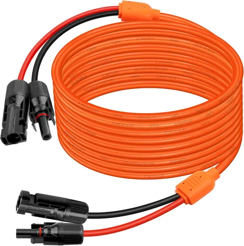Miniatura 10 de XRDS -RF Cable de extensión solar de 5 pies, cobre estañado de 14AWG con conectores de panel solar, cables de derivación rojo y negro de 10AWG