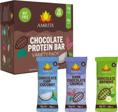 Miniatura 9 de Amrita Pack Variado Sin Frutos Secos de Barras de Proteína Veganas (Paquete de 12 x 3) Barra de Proteína a Base de Plantas de 11g a 12g Sin
