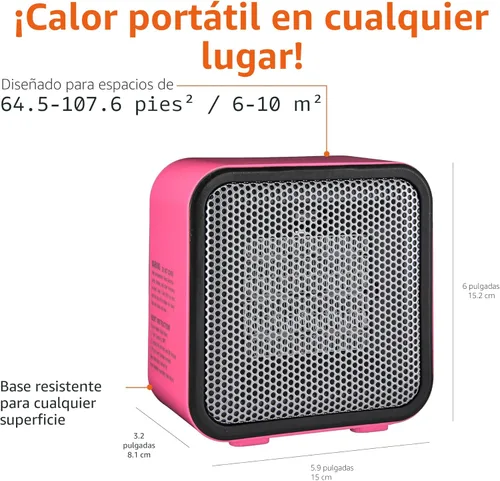 Miniatura 3 de Amazon Basics Calentador de espacio de cerámica, mini calentador para escritorio de oficina, calentador portátil de tienda de campaña