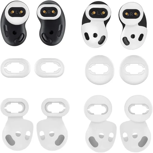 Miniatura 8 de Juego de 4 pares de ganchos para las orejas Galaxy Buds Live, tamaño pequeño/grande, 2 tamaños de silicona antideslizante, ajuste en la funda