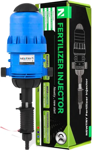 NEWTRY Inyector de fertilizante 1:250 a 1:25 para riego por goteo Bomba dosificadora ajustable alimentada por agua 3/4" NPT