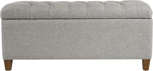 Miniatura 35 de HomePop Decoración del hogar Banco de almacenamiento con botones Banco otomano con almacenamiento para sala de estar y dormitorio, cuero Piel