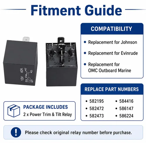 Miniatura 4 de Recorte eléctrico y relé de inclinación 584416 586224 18-570 para Johnson para Evinrude para Outboard Marine Corp OMC (paquete de 2)