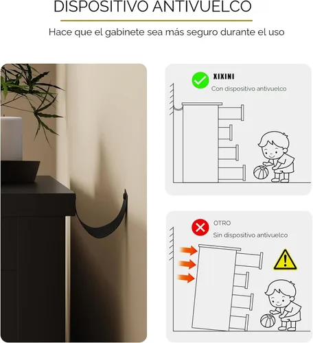 Miniatura 7 de Cómoda para dormitorio con 6 cajones, cómoda de madera de granja, soporte de TV ancho con mango de metal, organizador de ropa moderno para pasillo