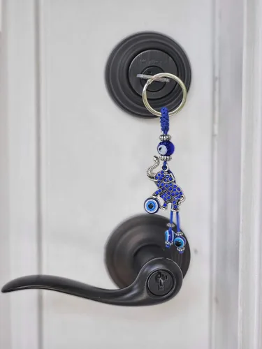 Miniatura 8 de LUCKBOOSTIUM Llavero de elefante de ojo turco con borlas azules, llavero decorativo contra el mal de ojo para bendición y buena suerte, dije